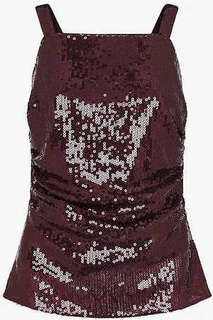 Whistles Sequin-embellished Ruched Stretch-recycled Polyester Cami Top