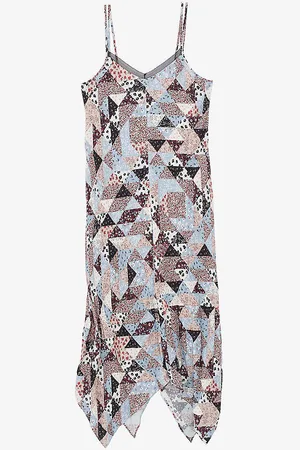 IKKS Floral Patchwork Asymmetric Viscose Midi Dress