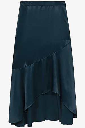 Reiss Inga Asymmetric-hem Satin Midi Skirt