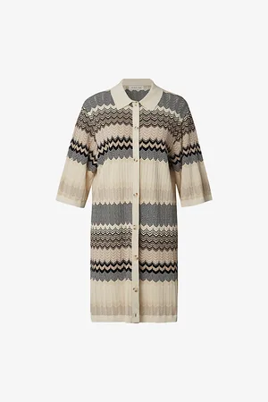By Malina Kim Graphic-print Button-down Knitted Mini Dress