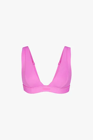 SKIMS Signature Swim Plunge Stretch Recycled-nylon Bikini Top