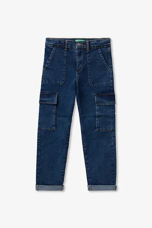 Benetton Patch-pocket Stone-wash Stretch Denim Jeans