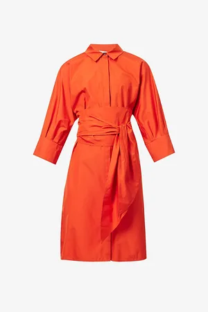 Max Mara Tabata Belted-waist Cotton-poplin Midi Dress