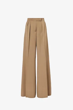 Max Mara Libbra Pleated Wide-leg High-rise Wool-blend Trousers