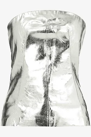Amy Lynn Bandeau Metallic Faux-leather Top