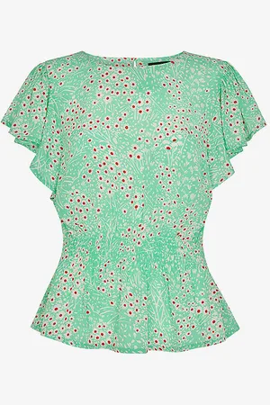 Whistles Daisy Meadow Frill-sleeve Woven Top