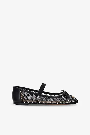 Dune Happening Crystal-embellished Faux-leather and Mesh Ballet Pumps