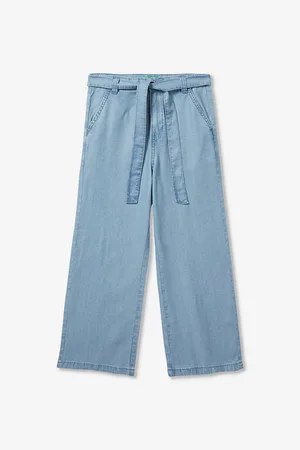 Benetton Belted Palazzo Denim Trousers 6-14 Years