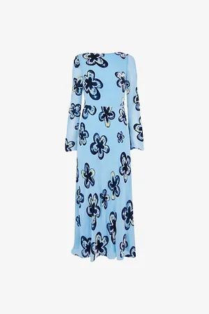 Whistles Hazy Floral Velvet Midi Dress