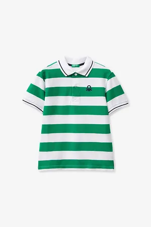 Benetton Logo-embroidered Striped Cotton Polo Shirt 6-14 Years