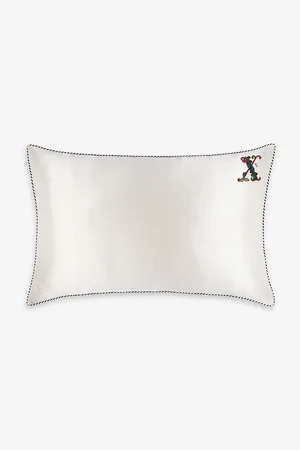 Slip Queen Letter-embroidered Silk Pillowcase 51cm 76cm