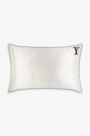 Slip Queen Letter-embroidered Silk Pillowcase 51cm X 76cm