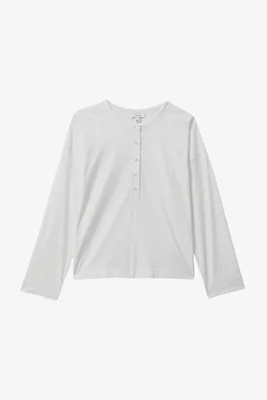 Reiss Olive Henley-collar Cotton-jersey Top