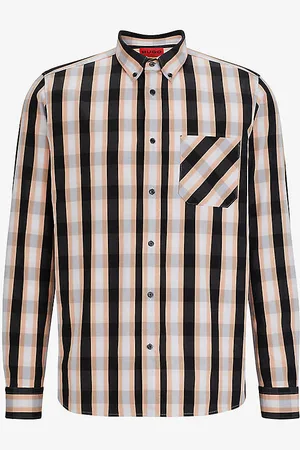 HUGO BOSS Check-print Relaxed-fit Cotton-poplin Shirt