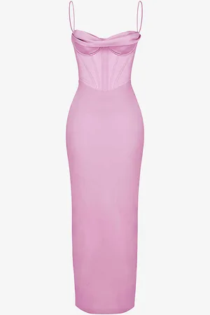 House Of Cb Charmaine Corset Satin Maxi Dress