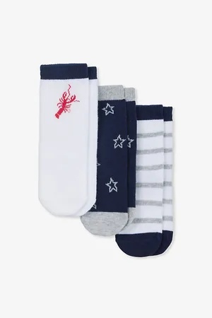 The Little White Company Lobster and Star-print Pack of Three Stretch Organic Cotton-blend Socks 1-6 Years