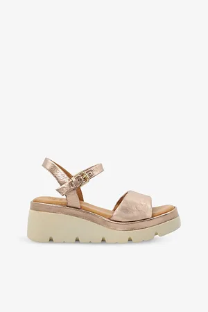 Dune Komodo Wedge-heel Metallic-leather Sandals