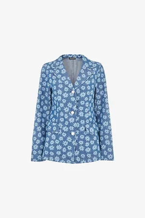 Whistles Daisy-motif Single-breasted Denim Blazer