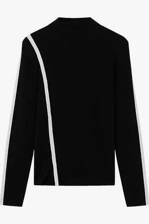 Reiss Anna Contrast-stripe Stretch-woven Top