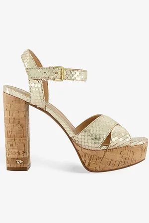 Dune Jealous Cross-strap Croc-embossed Leather Platform Sandals