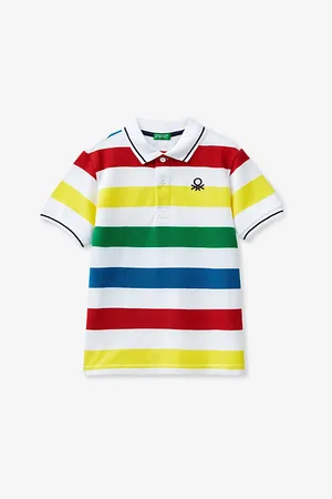 Benetton Logo-embroidered Striped Cotton Polo Shirt 6-14 Years