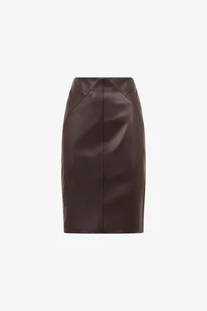 Reiss Raya High-rise Leather Pencil Midi Skirt
