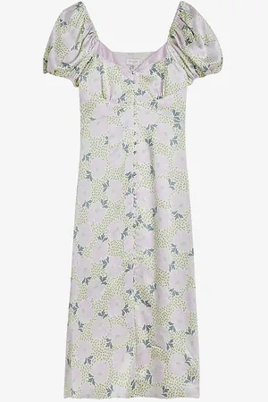 Ted Baker Ledaah Puff-sleeve Floral-print Woven Midi Dress