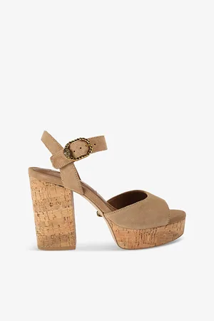 Kurt Geiger Mayfair Suede Platform Cork Sandals