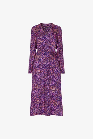Whistles Mottled Leopard-print Woven Midi Dress