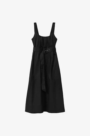 Reiss Liza Ruched-strap Sleeveless Cotton Midi Dress