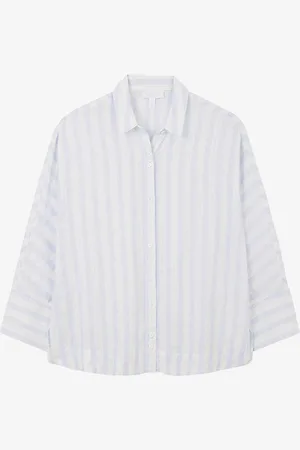 The White Company Double Button Striped Linen Blouse