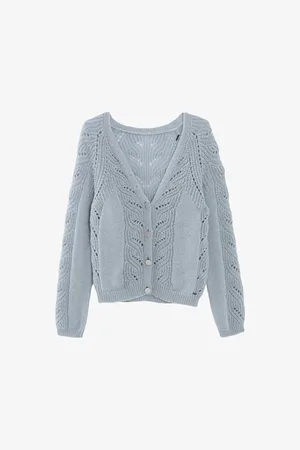 IKKS V-neck-back Openwork Knitted Cardigan