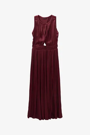 IKKS Asymmetric-top Pleated Satin Maxi Dress