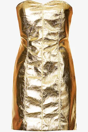 Amy Lynn Metallic Sweetheart-neck Faux-leather Mini Dress