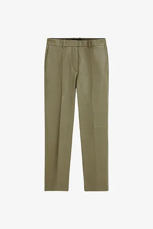 Joseph Coleman Pressed-crease Slim-leg Md-rise Leather Trousers