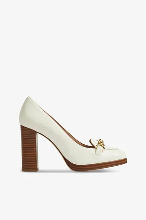 LK Bennett Attley Chain-embellished Leather Heeled Loafers
