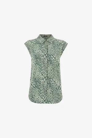 Whistles Leopard-print Cap-sleeve Woven Blouse