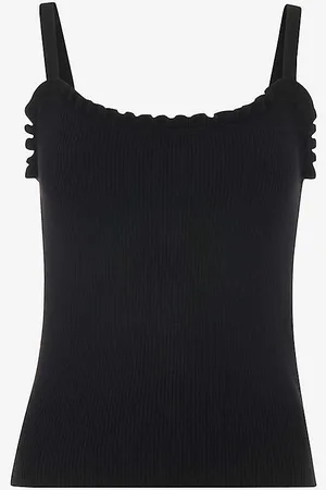 Whistles Frill-trim Ribbed-finish Cotton-blend Vest