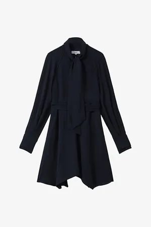 Reiss Ellie Neck-tie Woven Mini Dress