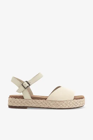 TOMS Abby Ankle-strap Leather and Woven espadrille Sandals