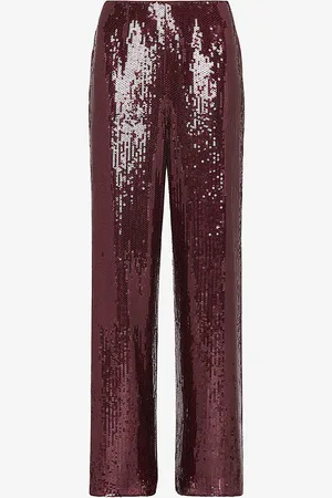 Whistles Sandra Sequin-embellished Wide-leg High-rise Stretch-recycled Polyester Trousers