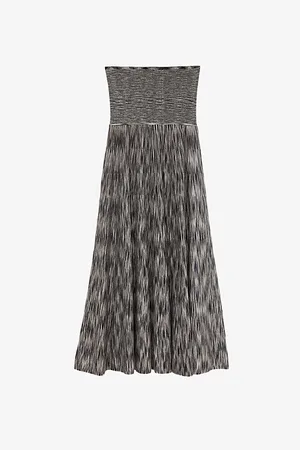 Joseph Printed Stretch Merino Wool-blend Midi Skirt