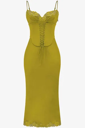 House Of Cb Salma Lace-trim Stretch-woven Midi Slip Dress