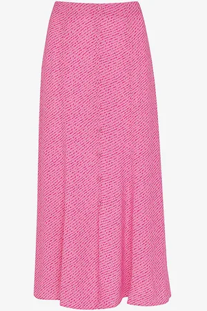 Whistles Diagonal-fleck Button-down Woven Midi Skirt