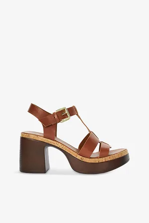 Dune Jungle T-bar Leather Heeled Sandals