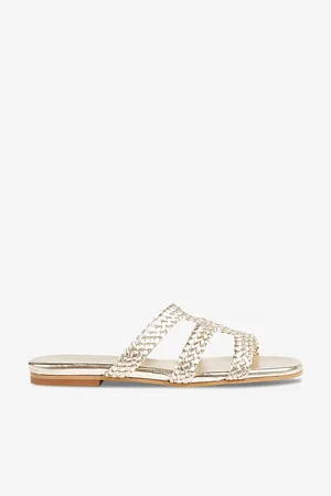 LK Bennett Reena Plaited Metallic-leather Sandals