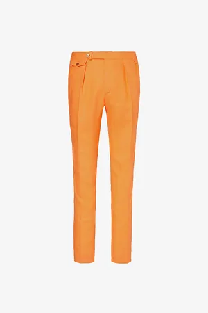 Ralph Lauren Pleated Straight-leg Slim-fit Linen Trousers