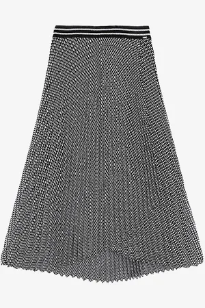 IKKS Elasticated-waistband Spot-print Pleated Woven Midi Dress