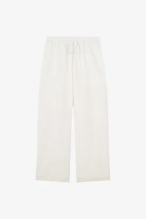 LK Bennett Edie Broderie-anglaise Wide-leg Cotton Trousers