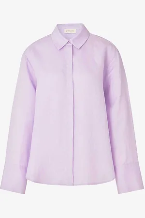 By Malina Candace Pearlescent-button Relaxed-fit Linen-blend Shirt